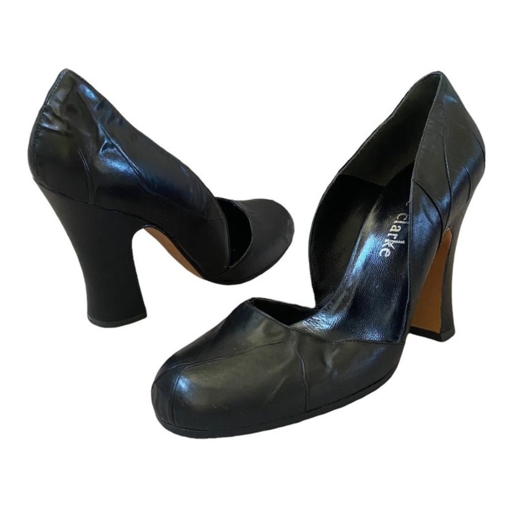 Adele Clarke Black Leather D' Orsay Heel size 37.5 Italy